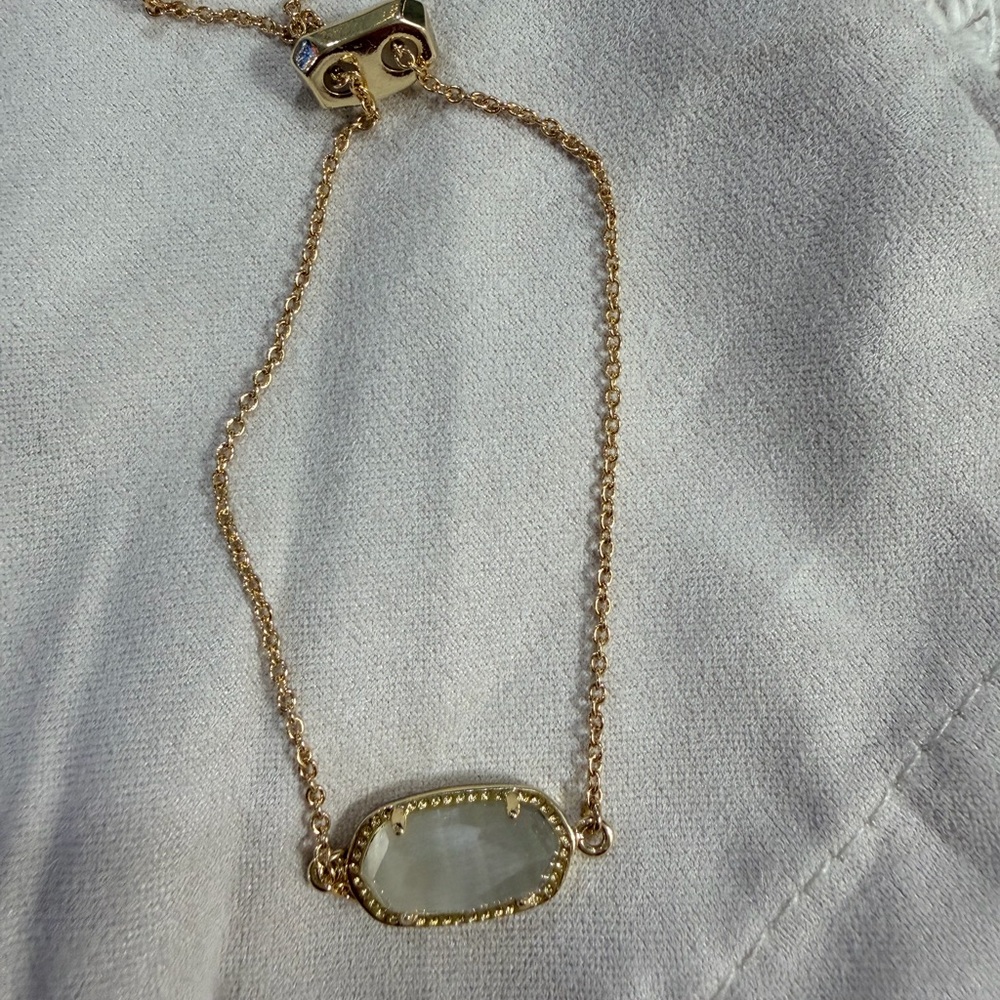 Kendra Scott Elaina Gold Adjustable Chain Bracelet/Mother-of-Pearl